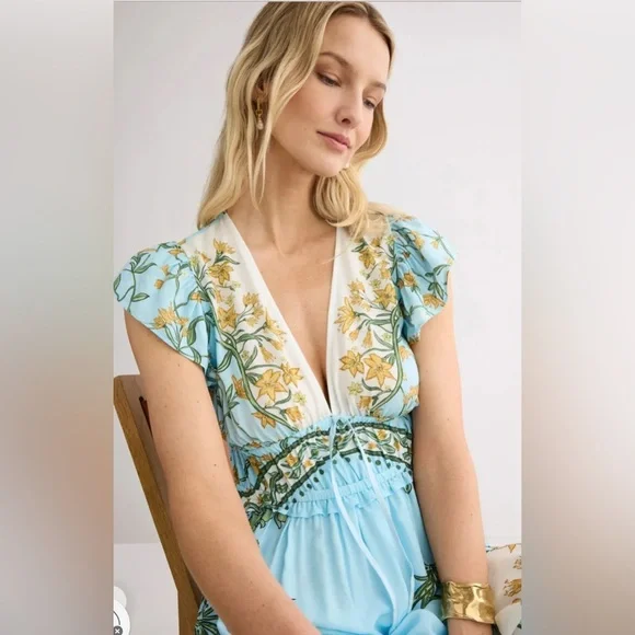 Derek Lam 10 Crosby Floral Blue and Green Maxi Dress size 8. Derek Lam 10 Crosby Floral Blue and Green Maxi Dress size 8.